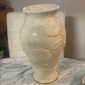 Lenox Cream Floral Embossed Vase